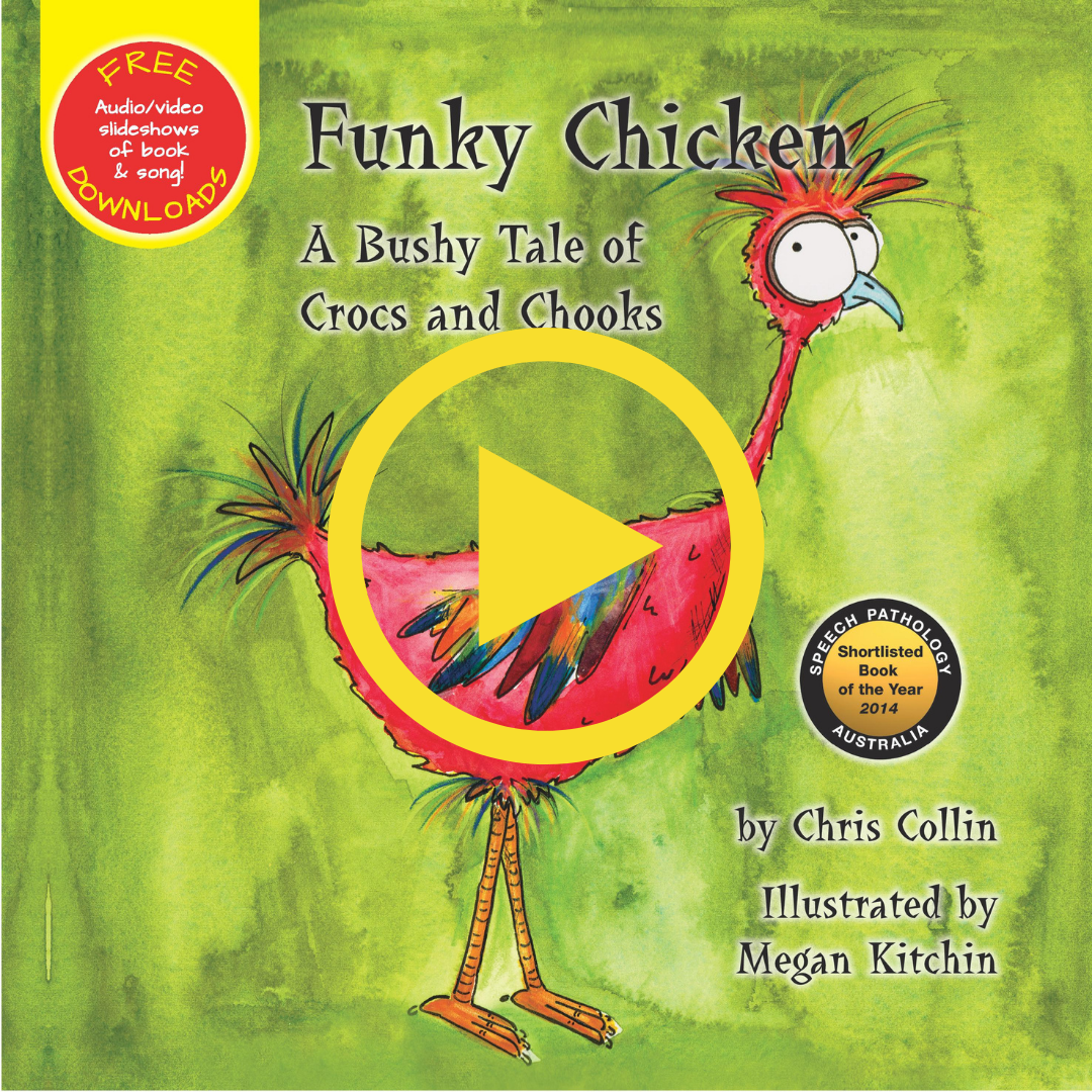 Funky chicken book cover/play