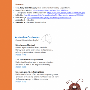 Year 5 Teaching Booklet – A Bug Called Doug