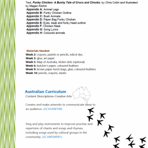 Kindergarten/Prep/Foundation Lesson Plan Contents – Funky Chicken: A Bushy Tale of Crocs and Chooks